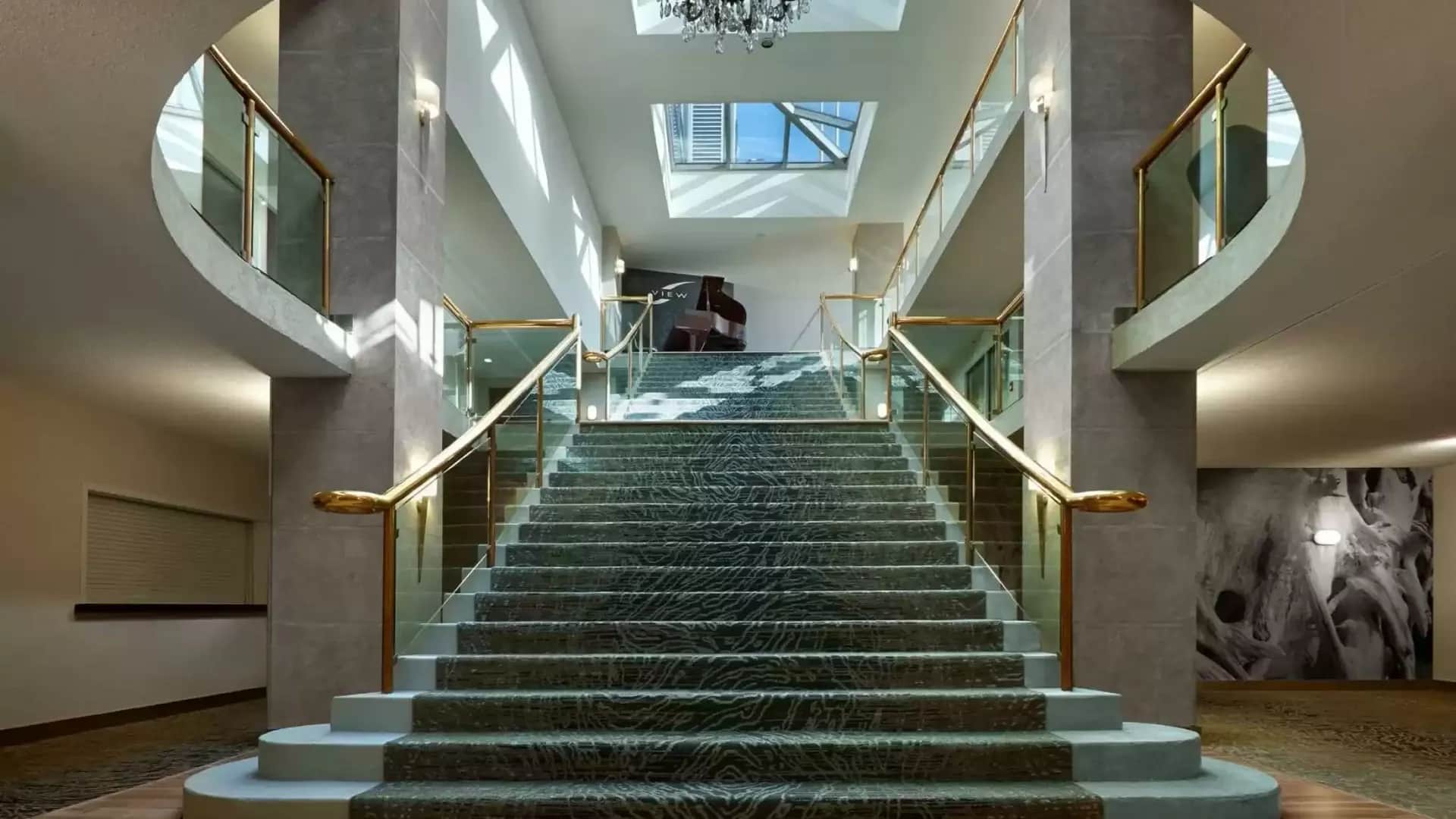 Large staircase inside the Radisson Blu lobby