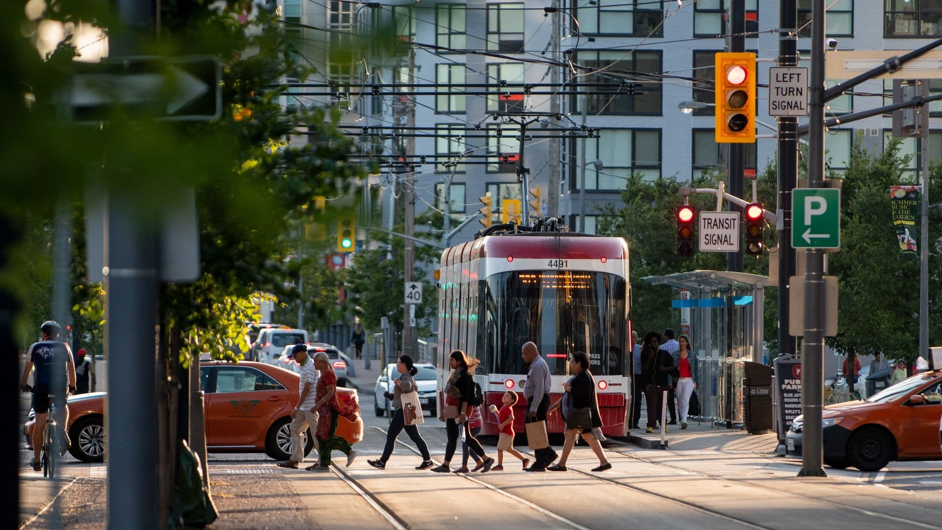 Queens Quay Street View with Street Car